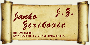 Janko Ziriković vizit kartica
